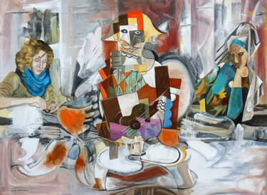 Картина под названием "Sérénade" - Gilles Chambon, Подлинное произведение искусства, Масло Установлен на Деревянная рама для…