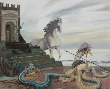 Pittura intitolato "Laocoon" da Gilles Chambon, Opera d'arte originale, Olio