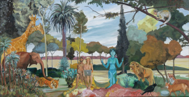 Pittura intitolato "Le paradis terrestr…" da Gilles Chambon, Opera d'arte originale, Olio