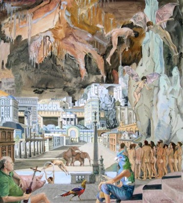 Pintura intitulada "La tentation de Sai…" por Gilles Chambon, Obras de arte originais, Óleo