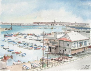 Peinture intitulée "port d'Alger,môle d…" par Gilles Chambon, Œuvre d'art originale, Huile