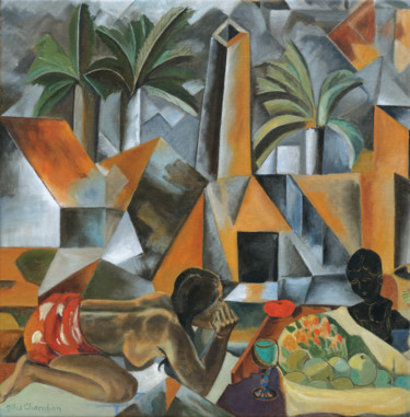 Pintura intitulada "L'offrande" por Gilles Chambon, Obras de arte originais, Óleo
