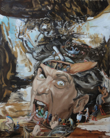 Картина под названием "Exorcisme (autoport…" - Gilles Chambon, Подлинное произведение искусства, Масло