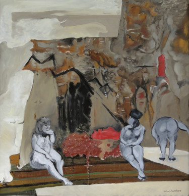 Peinture intitulée "Trois femmes et un…" par Gilles Chambon, Œuvre d'art originale, Huile