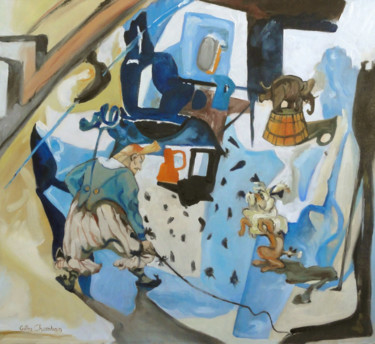 Peinture intitulée "Au cirque, 11 avril" par Gilles Chambon, Œuvre d'art originale, Huile