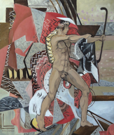 Pintura intitulada "Apollon archer" por Gilles Chambon, Obras de arte originais, Óleo