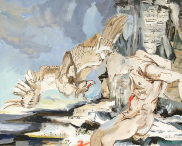 Peinture intitulée "Prométhée supplicié" par Gilles Chambon, Œuvre d'art originale, Huile
