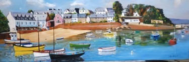 Peinture intitulée "le port de Sainte-M…" par Gilles Clairin, Œuvre d'art originale, Huile