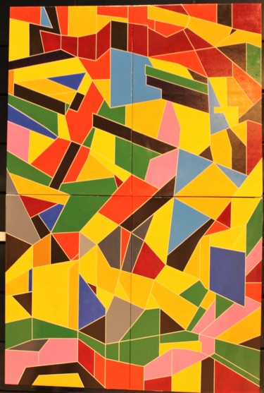 Peinture intitulée "" Espaces courbes "" par Gilles Hurisse, Œuvre d'art originale, Acrylique Monté sur Châssis en bois