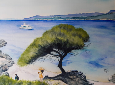 Promenade dans les Calanques Peinture intitulée "Promenade dans les…" par Gilles Mathieu, Œuvre d'art originale, Aquarelle