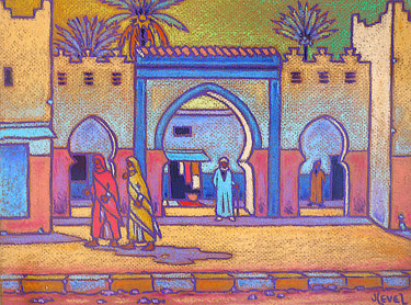 Peinture intitulée "Sidi Ifni , le marc…" par Gilles Mével, Œuvre d'art originale, Pastel Monté sur Carton