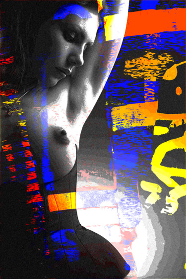 Arte digitale intitolato "Untitled : woman 5" da Gilles Mével, Opera d'arte originale, Pittura digitale Montato su Plexiglass