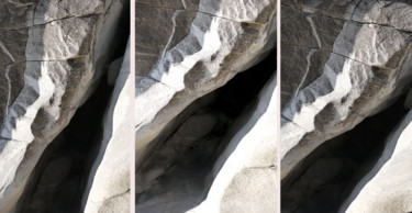 Photography titled "triptyque rochers" by Gilles Mével, Original Artwork, Digital Photography Mounted on Aluminium