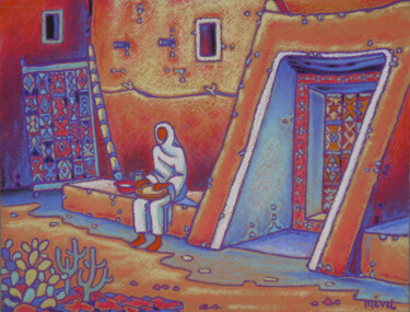 绘画 标题为“La casbah oasis de…” 由Gilles Mével, 原创艺术品, 粉彩 安装在木质担架架上