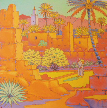 Картина под названием "l'oasis" - Gilles Mével, Подлинное произведение искусства