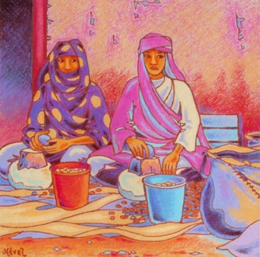 Painting titled "femmes berbères" by Gilles Mével, Original Artwork