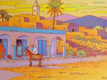 Peinture intitulée "le bled" par Gilles Mével, Œuvre d'art originale, Pastel Monté sur Carton