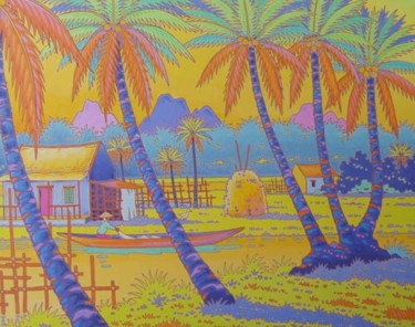 Painting titled "rivière au Viet-Nam" by Gilles Mével, Original Artwork