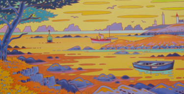 Painting titled "Aber Wrach, finistè…" by Gilles Mével, Original Artwork