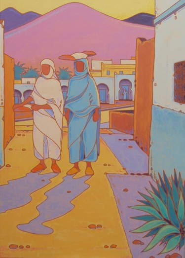Painting titled "ifnawias" by Gilles Mével, Original Artwork, Acrylic Mounted on Wood Stretcher frame