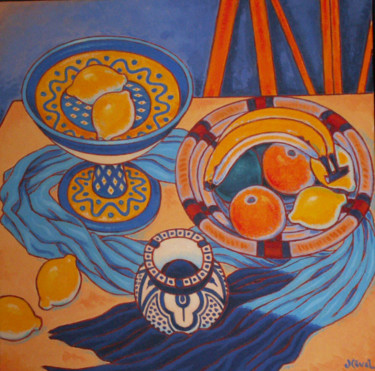 Malerei mit dem Titel "nature morte maroca…" von Gilles Mével, Original-Kunstwerk, Acryl Auf Keilrahmen aus Holz montiert