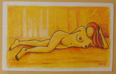 Painting titled "nu jaune" by Gilles Mével, Original Artwork, Acrylic