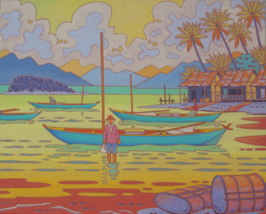 Schilderij getiteld "kep ; cambodge" door Gilles Mével, Origineel Kunstwerk, Acryl