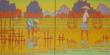 Malerei mit dem Titel "vietnam" von Gilles Mével, Original-Kunstwerk, Acryl