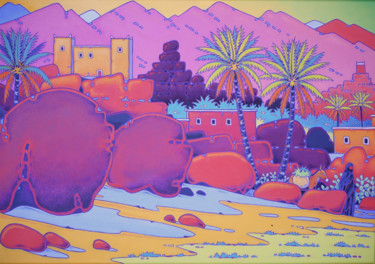 Painting titled "tafraoute anti atlas" by Gilles Mével, Original Artwork, Acrylic Mounted on Wood Stretcher frame