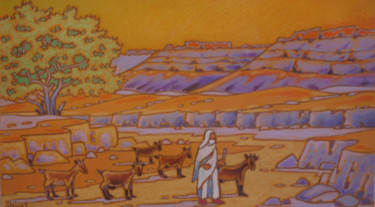 Peinture intitulée "saharaouia" par Gilles Mével, Œuvre d'art originale, Pastel