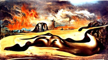 Arts numériques intitulée "L'Ère du Pyrocène" par Gilles Rosanilla, Œuvre d'art originale, Travail numérique 2D Monté sur Ch…