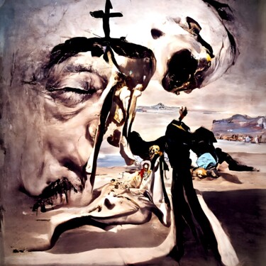 Arts numériques intitulée "la mort du prêtre" par Gilles Rosanilla, Œuvre d'art originale, Image générée par l'IA Monté sur…