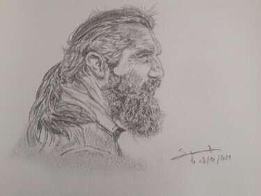 Portrait de Sébastien Chabal réalisé au crayon Drawing titled "Portrait de Sébasti…" by Gilles Staub (LeCrayonAgile), Original Art, Pencil