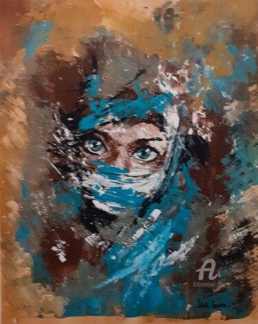 Painting titled "LE REGARD" by Gilette Guerrero, Original Artwork, Acrylic