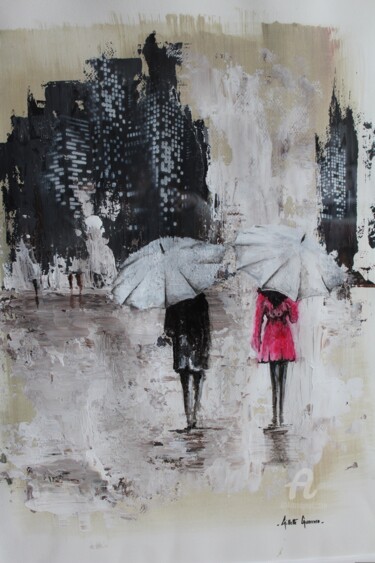 Peinture intitulée "Sous la pluie" par Gilette Guerrero, Œuvre d'art originale, Acrylique
