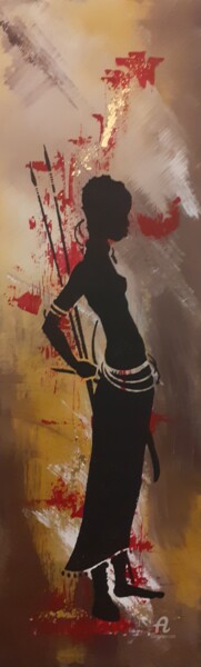 Картина под названием "MasaÏ rouge et or" - Gilette Guerrero, Подлинное произведение искусства, Акрил
