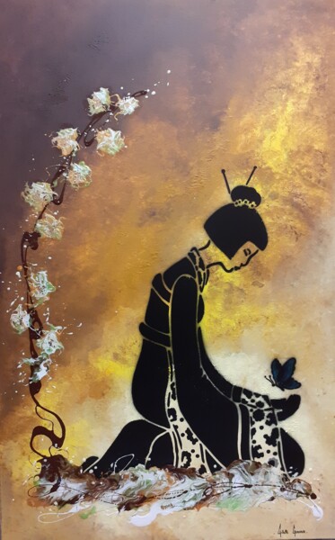 Painting titled "瞑想" by Gilette Guerrero, Original Artwork, Acrylic