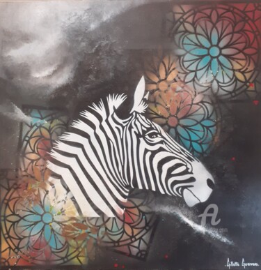 Peinture intitulée "Zebre" par Gilette Guerrero, Œuvre d'art originale, Acrylique