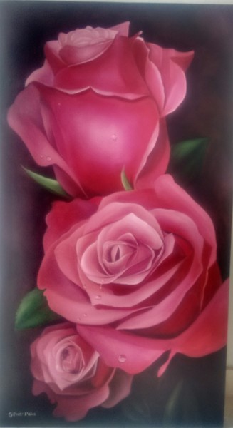 Painting titled "Rosas" by Gilmar Paiva, Original Artwork