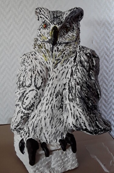 Sculpture intitulée "Chouette" par Gils Pascalon De Saint Marc, Œuvre d'art originale, Argile