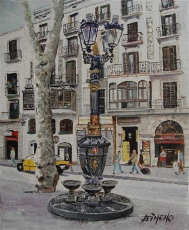 Painting titled "canaletas,barcelona" by Gimeno, Original Artwork, Oil