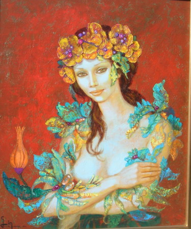 Peinture intitulée "Flore" par Gin, Œuvre d'art originale, Acrylique