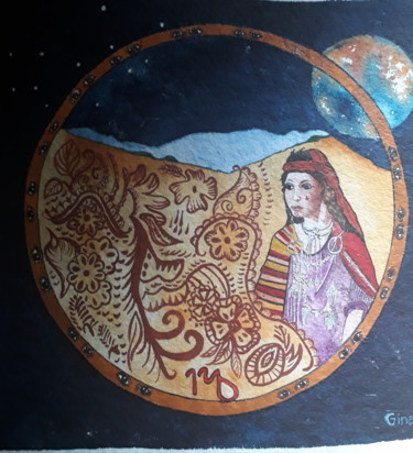 Pittura intitolato "The virgin" da Gina Göransson, Opera d'arte originale, Acquarello