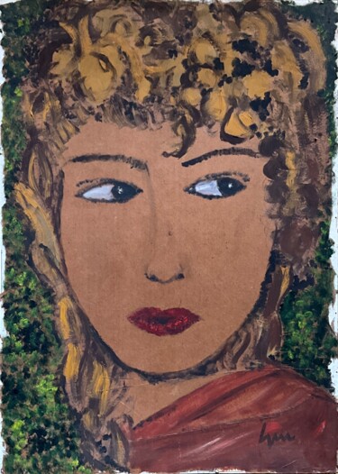 Painting titled "Blonde Regard" by Gina Lafont, Original Artwork, Oil