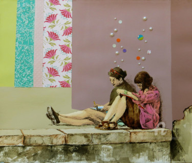Peinture intitulée "Semillas en el aire…" par Gina Portera, Œuvre d'art originale