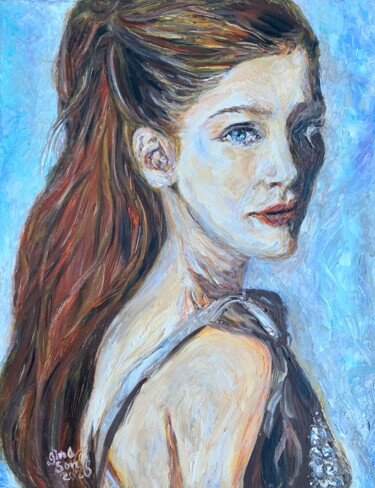 Malerei mit dem Titel "A Debutante" von Gina Son, Original-Kunstwerk, Öl