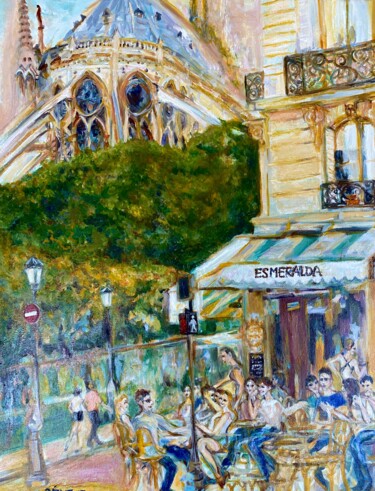Painting titled "Blessed Cafe by Not…" by Gina Son, Original Artwork, Oil