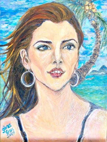 Painting titled "The Lani Kai Girl (…" by Gina Son, Original Artwork, Oil