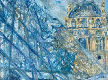 Картина под названием "Louvre's Glass Pyra…" - Gina Son, Подлинное произведение искусства, Масло