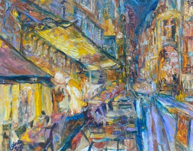 Pintura intitulada "Van Gogh's Cafe No.1" por Gina Son, Obras de arte originais, Óleo
